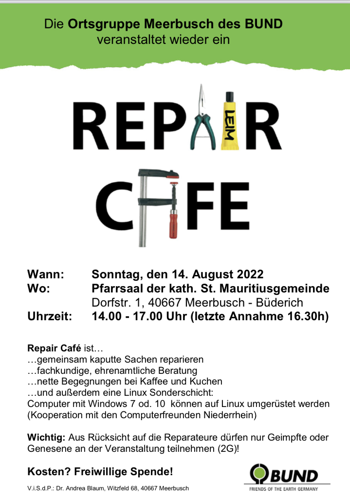 Flyer Repair Café 14.08.2022